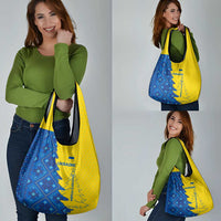 Ukraine Christmas Grocery Bag with Yellow and Blue Tree Design and Traditional Embroidery - Wonder Print Shop