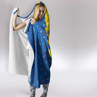 Ukraine Christmas Hooded Blanket with Yellow and Blue Tree Design and Traditional Embroidery - Wonder Print Shop