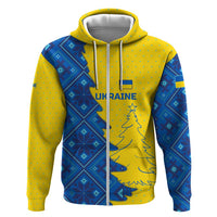 Ukraine Christmas Hoodie with Yellow and Blue Tree Design and Traditional Embroidery - Wonder Print Shop