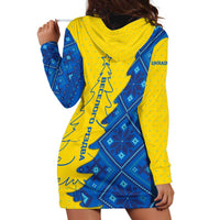 Ukraine Christmas Hoodie Dress with Yellow and Blue Tree Design and Traditional Embroidery - Wonder Print Shop