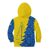 Ukraine Christmas Kid Hoodie with Yellow and Blue Tree Design and Traditional Embroidery - Wonder Print Shop
