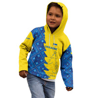Ukraine Christmas Kid Hoodie with Yellow and Blue Tree Design and Traditional Embroidery - Wonder Print Shop