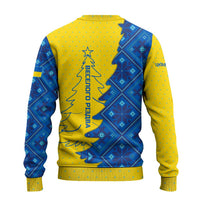 Ukraine Christmas Ugly Christmas Sweater with Yellow and Blue Tree Design and Traditional Embroidery - Wonder Print Shop