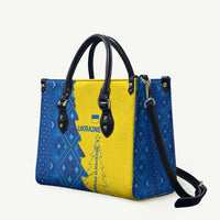 Ukraine Christmas Leather Bag with Yellow and Blue Tree Design and Traditional Embroidery - Wonder Print Shop