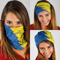Ukraine Christmas Neck Gaiter with Yellow and Blue Tree Design and Traditional Embroidery - Wonder Print Shop