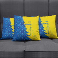 Ukraine Christmas Pillow Cover with Yellow and Blue Tree Design and Traditional Embroidery - Wonder Print Shop