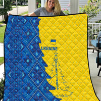 Ukraine Christmas Quilt with Yellow and Blue Tree Design and Traditional Embroidery - Wonder Print Shop