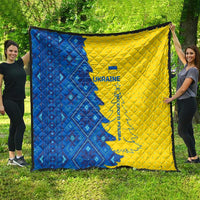 Ukraine Christmas Quilt with Yellow and Blue Tree Design and Traditional Embroidery - Wonder Print Shop