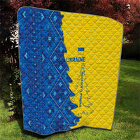 Ukraine Christmas Quilt with Yellow and Blue Tree Design and Traditional Embroidery - Wonder Print Shop