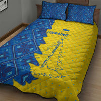 Ukraine Christmas Quilt Bed Set with Yellow and Blue Tree Design and Traditional Embroidery - Wonder Print Shop