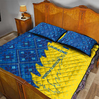 Ukraine Christmas Quilt Bed Set with Yellow and Blue Tree Design and Traditional Embroidery - Wonder Print Shop