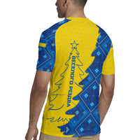 Ukraine Christmas Rugby Jersey with Yellow and Blue Tree Design and Traditional Embroidery - Wonder Print Shop