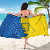 Ukraine Christmas Sarong with Yellow and Blue Tree Design and Traditional Embroidery - Wonder Print Shop