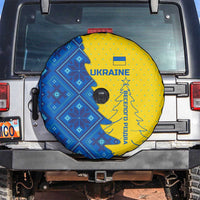 Ukraine Christmas Spare Tire Cover with Yellow and Blue Tree Design and Traditional Embroidery - Wonder Print Shop