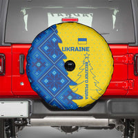 Ukraine Christmas Spare Tire Cover with Yellow and Blue Tree Design and Traditional Embroidery - Wonder Print Shop