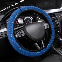 Ukraine Christmas Steering Wheel Cover with Yellow and Blue Tree Design and Traditional Embroidery - Wonder Print Shop