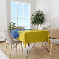 Ukraine Christmas Tablecloth with Yellow and Blue Tree Design and Traditional Embroidery - Wonder Print Shop
