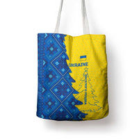 Ukraine Christmas Tote Bag with Yellow and Blue Tree Design and Traditional Embroidery - Wonder Print Shop