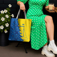 Ukraine Christmas Tote Bag with Yellow and Blue Tree Design and Traditional Embroidery - Wonder Print Shop