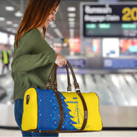 Ukraine Christmas Travel Bag with Yellow and Blue Tree Design and Traditional Embroidery - Wonder Print Shop