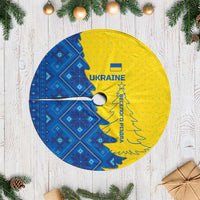 Ukraine Christmas Tree Skirt with Yellow and Blue Tree Design and Traditional Embroidery - Wonder Print Shop