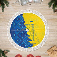 Ukraine Christmas Tree Skirt with Yellow and Blue Tree Design and Traditional Embroidery - Wonder Print Shop