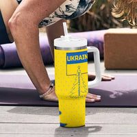 Ukraine Christmas Tumbler With Handle with Yellow and Blue Tree Design and Traditional Embroidery - Wonder Print Shop