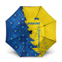 Ukraine Christmas Umbrella with Yellow and Blue Tree Design and Traditional Embroidery - Wonder Print Shop