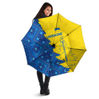 Ukraine Christmas Umbrella with Yellow and Blue Tree Design and Traditional Embroidery - Wonder Print Shop