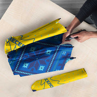 Ukraine Christmas Umbrella with Yellow and Blue Tree Design and Traditional Embroidery - Wonder Print Shop