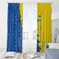 Ukraine Christmas Window Curtain with Yellow and Blue Tree Design and Traditional Embroidery - Wonder Print Shop