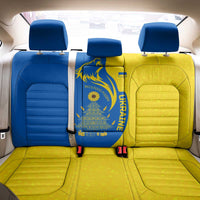 Ukraine Christmas Back Car Seat Cover with Howling Wolf Sunflower Tree and Traditional Ornament Design - Wonder Print Shop