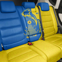 Ukraine Christmas Back Car Seat Cover with Howling Wolf Sunflower Tree and Traditional Ornament Design - Wonder Print Shop