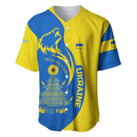 Ukraine Christmas Baseball Jersey with Howling Wolf Sunflower Tree and Traditional Ornament Design - Wonder Print Shop