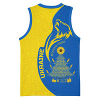 Ukraine Christmas Basketball Jersey with Howling Wolf Sunflower Tree and Traditional Ornament Design - Wonder Print Shop