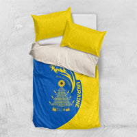 Ukraine Christmas Bedding Set with Howling Wolf Sunflower Tree and Traditional Ornament Design - Wonder Print Shop