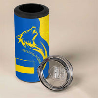 Ukraine Christmas 4 in 1 Can Cooler Tumbler with Howling Wolf Sunflower Tree and Traditional Ornament Design - Wonder Print Shop