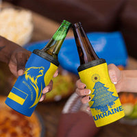 Ukraine Christmas 4 in 1 Can Cooler Tumbler with Howling Wolf Sunflower Tree and Traditional Ornament Design - Wonder Print Shop