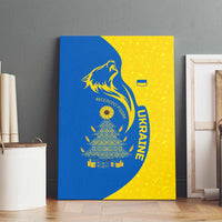 Ukraine Christmas Canvas Wall Art with Howling Wolf Sunflower Tree and Traditional Ornament Design - Wonder Print Shop