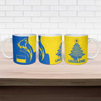 Ukraine Christmas Ceramic Mug with Howling Wolf Sunflower Tree and Traditional Ornament Design - Wonder Print Shop