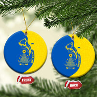 Ukraine Christmas Ceramic Ornament with Howling Wolf Sunflower Tree and Traditional Ornament Design - Wonder Print Shop