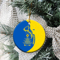 Ukraine Christmas Ceramic Ornament with Howling Wolf Sunflower Tree and Traditional Ornament Design - Wonder Print Shop