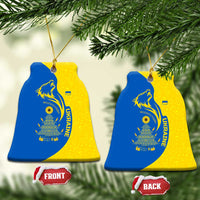 Ukraine Christmas Ceramic Ornament with Howling Wolf Sunflower Tree and Traditional Ornament Design - Wonder Print Shop