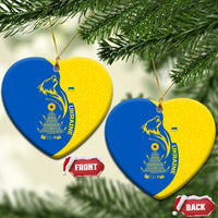 Ukraine Christmas Ceramic Ornament with Howling Wolf Sunflower Tree and Traditional Ornament Design - Wonder Print Shop