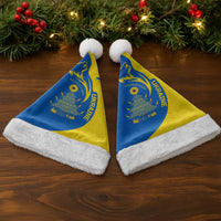 Ukraine Christmas Santa Hat with Howling Wolf Sunflower Tree and Traditional Ornament Design - Wonder Print Shop