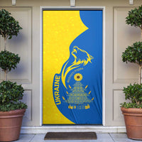 Ukraine Christmas Door Cover with Howling Wolf Sunflower Tree and Traditional Ornament Design - Wonder Print Shop