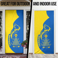 Ukraine Christmas Door Cover with Howling Wolf Sunflower Tree and Traditional Ornament Design - Wonder Print Shop