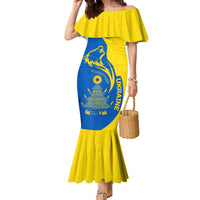 Ukraine Christmas Family Matching Mermaid Dress and Hawaiian Shirt with Howling Wolf Sunflower Tree and Traditional Ornament Design - Wonder Print Shop