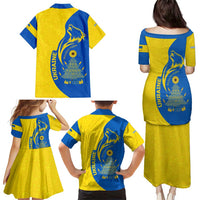 Ukraine Christmas Family Matching Puletasi and Hawaiian Shirt with Howling Wolf Sunflower Tree and Traditional Ornament Design - Wonder Print Shop