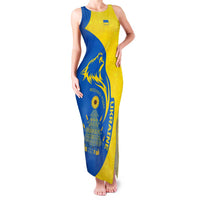 Ukraine Christmas Family Matching Tank Maxi Dress and Hawaiian Shirt with Howling Wolf Sunflower Tree and Traditional Ornament Design - Wonder Print Shop